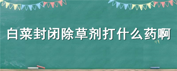 白菜封闭除草剂打什么药啊 白菜用什么封闭除草剂