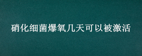 硝化细菌爆氧几天可以被激活 硝化细菌24小时开氧吗