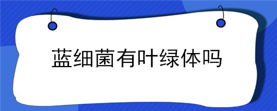 蓝细菌有叶绿体吗 蓝细菌有叶绿体吗能进行光合作用吗