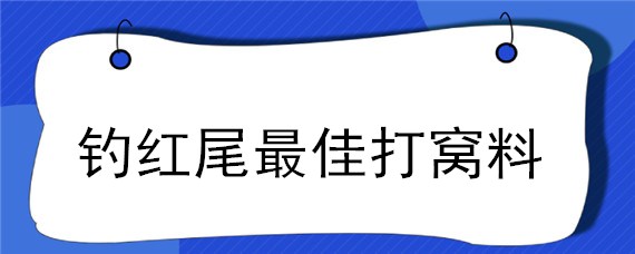 釣紅尾最佳打窩料 冬天怎么釣紅尾用什么打窩