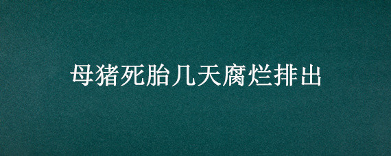 母豬死胎幾天腐爛排出 母豬死胎幾天腐爛排出還能留母豬嗎