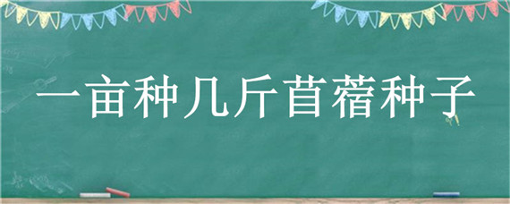 一亩种几斤苜蓿种子 苜蓿种子每亩用多少