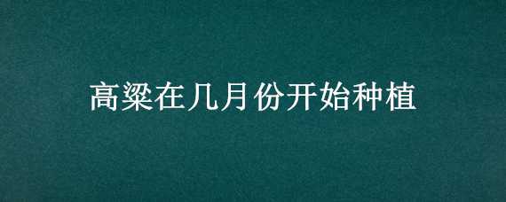 高粱在几月份开始种植 高粱在几月份开始种植好