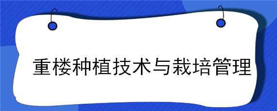 重樓種植技術與栽培管理 重樓種植技術與栽培管理畢業(yè)論文