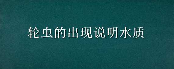 轮虫的出现说明水质 轮虫出现时水质情况