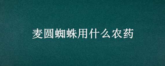 麦圆蜘蛛用什么农药（麦圆蜘蛛的防治）