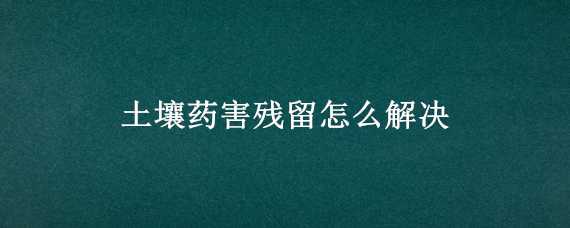 土壤药害残留怎么解决（降解土壤药害残留）