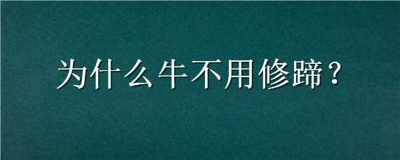 为什么牛不用修蹄（为什么要修牛蹄）