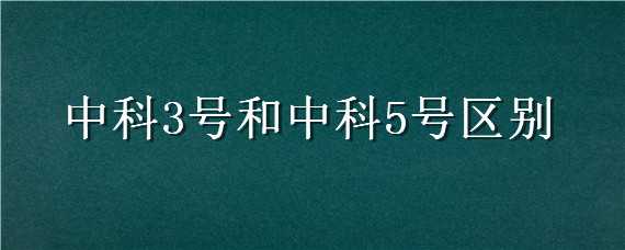 中科3號和中科5號區(qū)別（中科3號和中科5號區(qū)別大嗎）