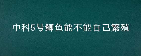 中科5号鲫鱼能不能自己繁殖（中科5号鲫鱼繁殖技术）