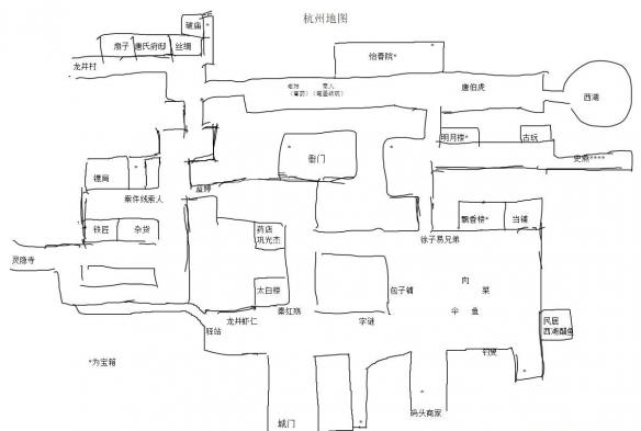 《侠客风云传》手绘杭州地图一览 侠客风云传手机版杭州地图