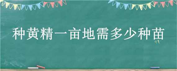 种黄精一亩地需多少种苗（种黄精一亩地需多少种苗种子）