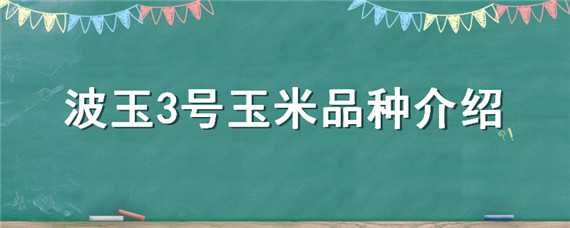 波玉3号玉米品种介绍 玉米沃玉3号品种简介