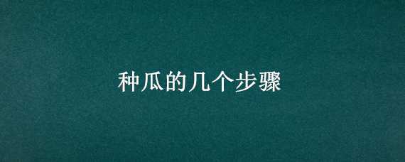 種瓜的幾個(gè)步驟（種瓜的幾個(gè)步驟是什么）