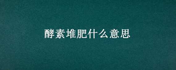 酵素堆肥什么意思（酵素堆肥什么意思呀）