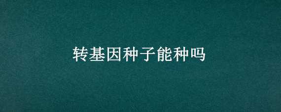 转基因种子能种吗 转基因种子为什么不可以再种