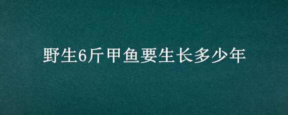 野生6斤甲鱼要生长多少年 野生6斤甲鱼要生长多少年才能吃