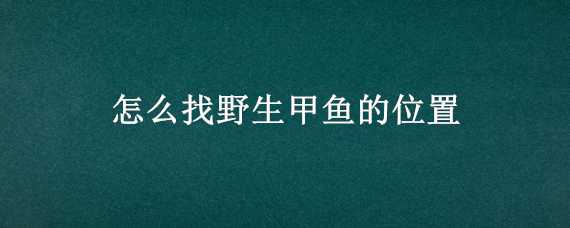 怎么找野生甲鱼的位置