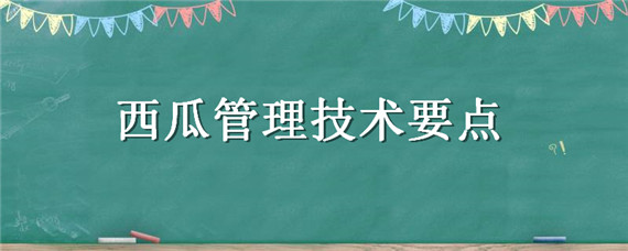 西瓜管理技术要点（西瓜的栽培与管理技术）