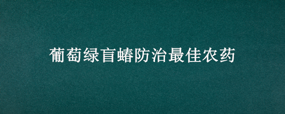 葡萄绿盲蝽防治最佳农药（葡萄树绿盲蝽的危害与防治）