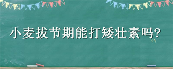 小麦拔节期能打矮壮素吗?（小麦拔节期可以打矮壮素吗）