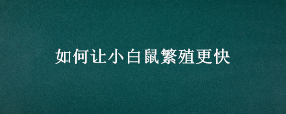 如何让小白鼠繁殖更快（繁殖小白鼠注意事项）