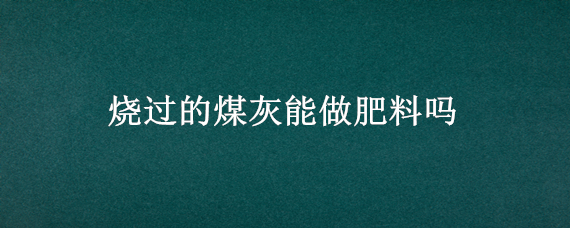 烧过的煤灰能做肥料吗（烧的灰能不能当肥料）