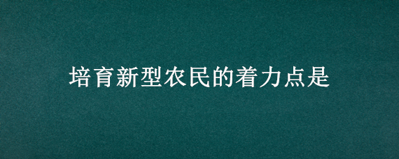 培育新型农民的着力点是（培育新型农民的着力点是什么）