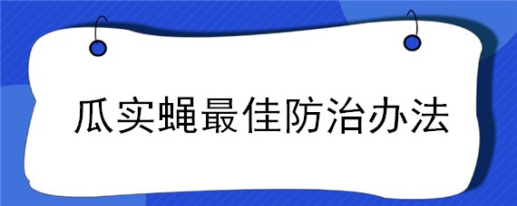 瓜实蝇最佳防治办法 瓜实蝇的危害与防治