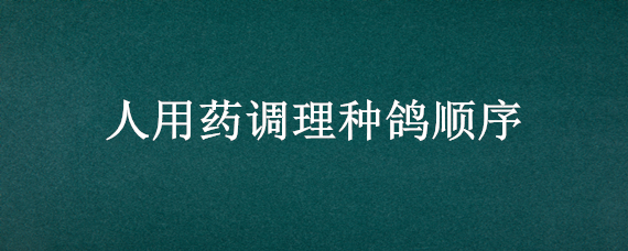 人用藥調(diào)理種鴿順序（調(diào)理種鴿先喂什么藥）