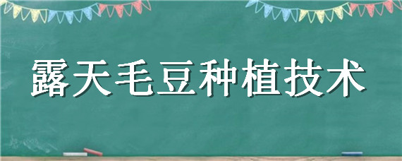 露天毛豆种植技术（毛豆露天栽培技术）