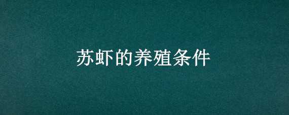 苏虾的养殖条件 苏虾的养殖条件和方法