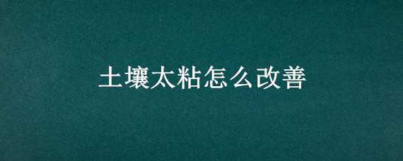 土壤太粘怎么改善