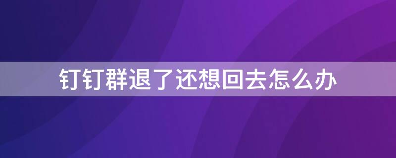 釘釘群退了還想回去怎么辦