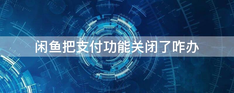 闲鱼把支付功能关闭了咋办