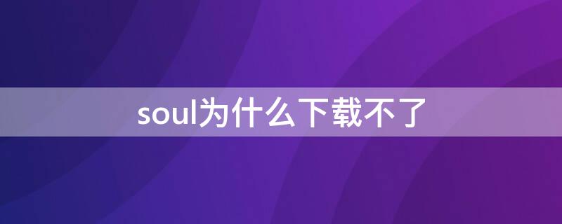 soul為什么下載不了