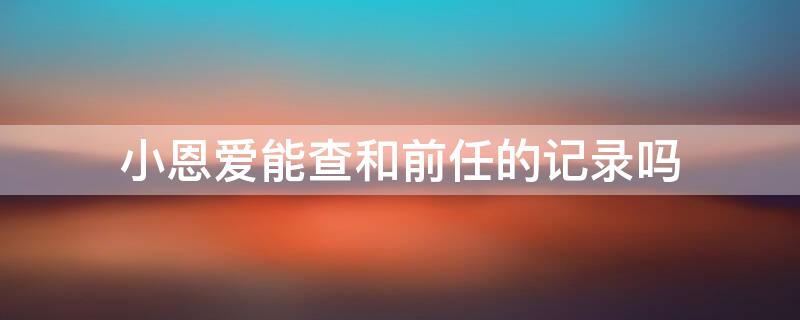 小恩愛能查和前任的記錄嗎