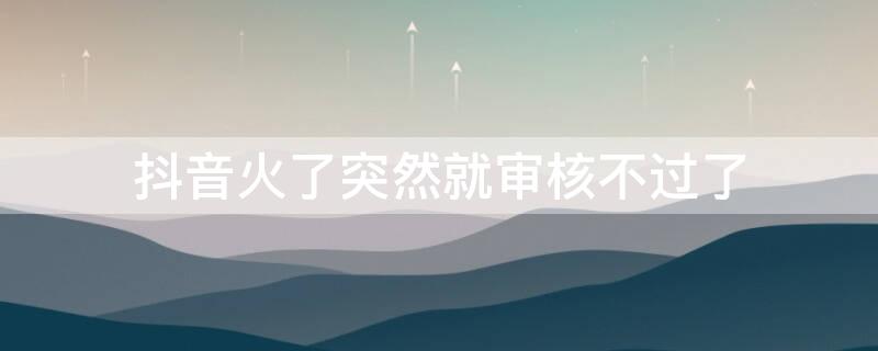 抖音火了突然就審核不過(guò)了