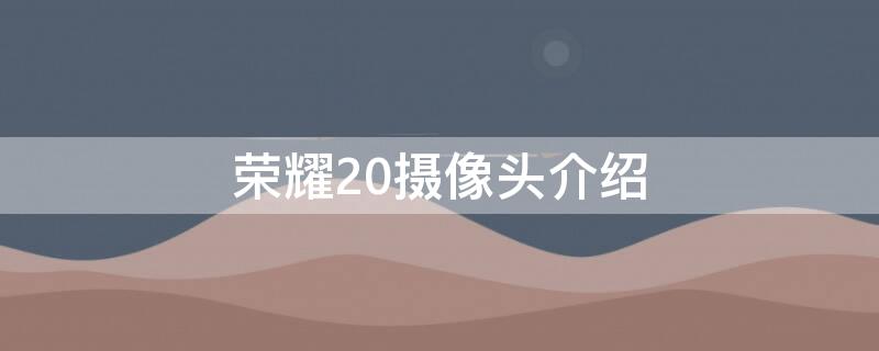 荣耀20摄像头介绍