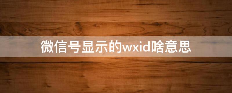 微信号显示的wxid啥意思