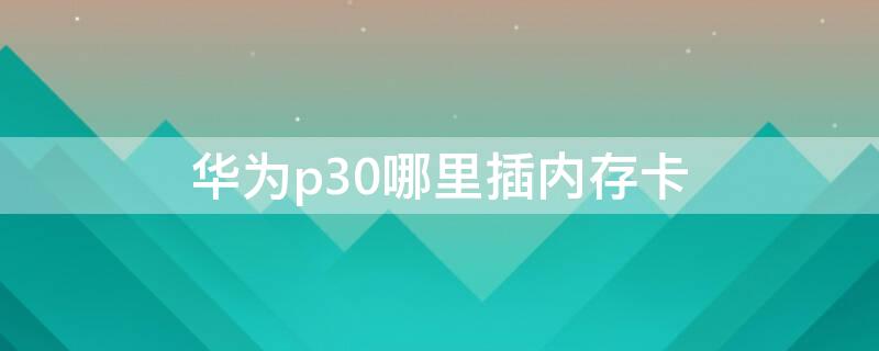 華為p30哪里插內(nèi)存卡