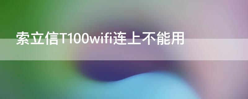 索立信T100wifi連上不能用