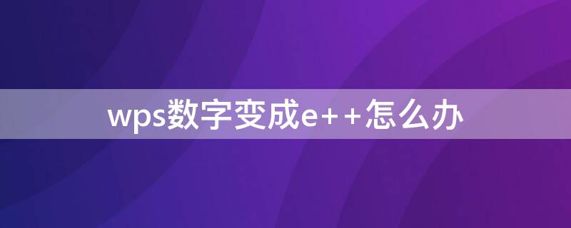 wps數(shù)字變成e +怎么辦