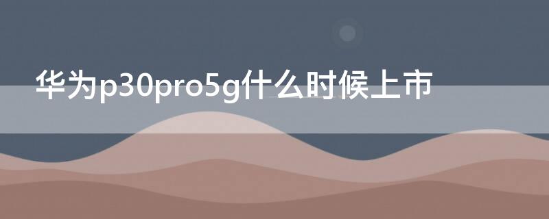 華為p30pro5g什么時候上市