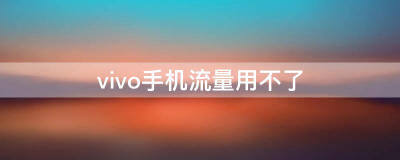 vivo手机流量用不了