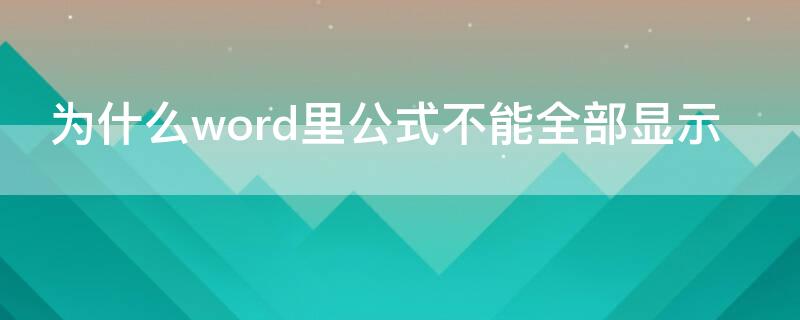 为什么word里公式不能全部显示