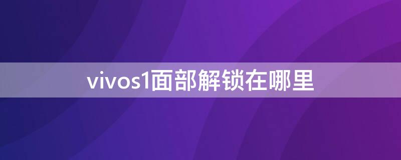 vivos1面部解鎖在哪里