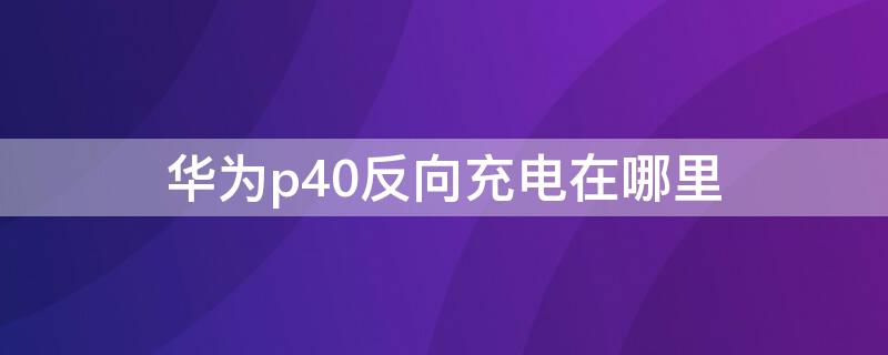 华为p40反向充电在哪里