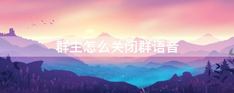 群主怎么關(guān)閉群語音