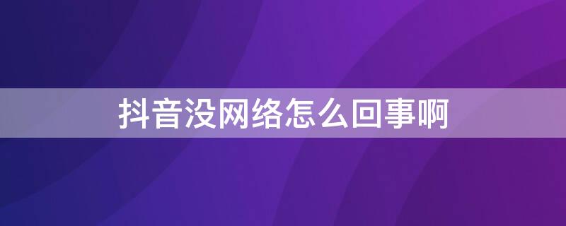 抖音没网络怎么回事啊